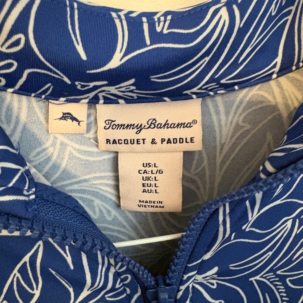 Tommy Bahama Racquet & Paddle Tropical Blue Sleeveless Mini Dress Women’s Large - Picture 3 of 7
